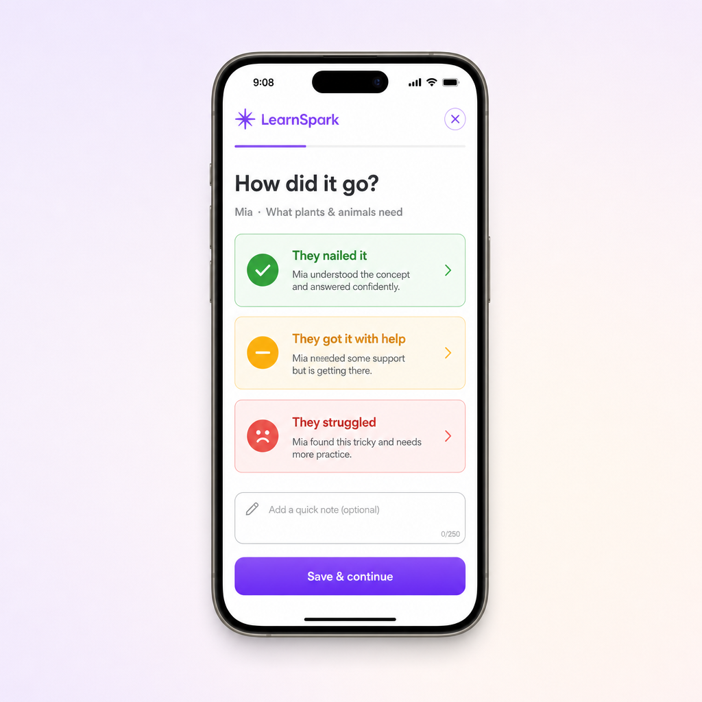 Illustration of a quick 'how did it go' feedback panel